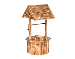 Rustic Pine Wishing Well Planter