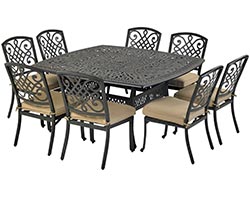 Aluminum 9 Pc. Dining Set - 64" Square Table