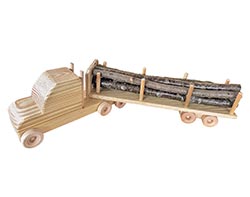 Treated Pine Semi-Truck Toy /w Log Trailer