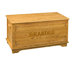 Shaker Style Oak Toy Chest with Border Design and Name