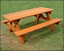 Red Cedar Heavy Duty Picnic Table w/Attached Benches