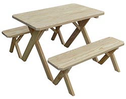 Treated Pine Cross Legged Table w/2 Benches
