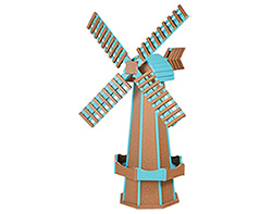 Large Poly Lumber Windmill - Cedar and Aruba Blue