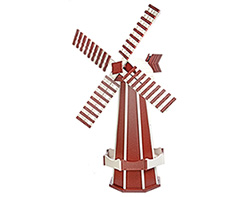 Large Poly Lumber Windmill - Cherrywood and White