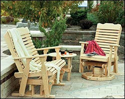 Treated Pine 3 Pc. Curveback Glider Set