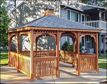 Red Cedar Single Roof Rectangle Gazebos