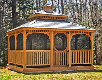 Red Cedar Double Roof Rectangle Gazebos