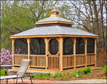 Red Cedar Double Roof Rectangle Gazebos