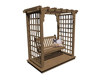 Treated Pine Liberty Arbor w/ Deck & Swing