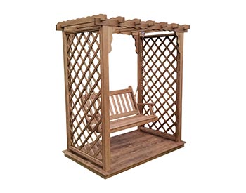 Treated Pine Creekside Arbor w/ Deck & Swing