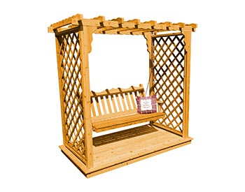 Red Cedar Creekside Arbor w/ Deck & Swing