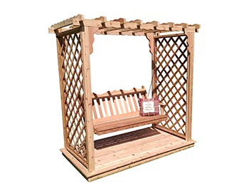 Red Cedar Creekside Arbor w/ Deck & Swing