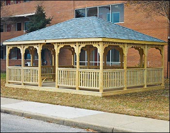 Treated Pine Single Roof Rectangle Gazebos