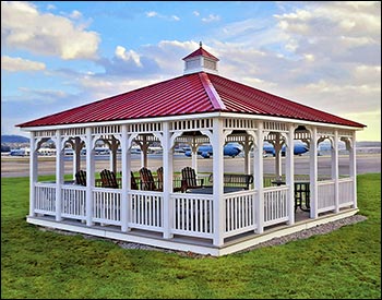 Vinyl Single Roof Rectangle Gazebos