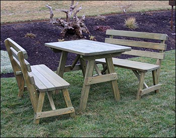 Southern Yellow Pine Picnic Table w/2 Backed Benches