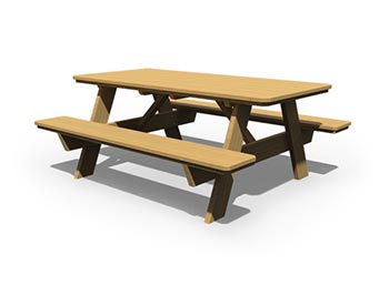 Treated Pine 6 Picnic Table w/ Attached Benches