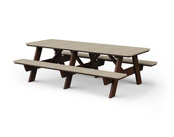 Poly Lumber 8 Picnic Table w/ Attached Benches