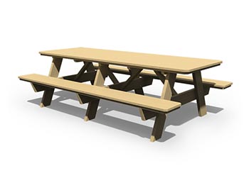 Treated Pine 8 Picnic Table w/ Attached Benches