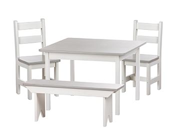 Kid's Maple Square Table Set w/ 2 Chairs and 1 Bench