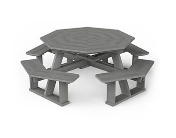 Poly Lumber Octagonal Picnic Table w/ Attached Benches