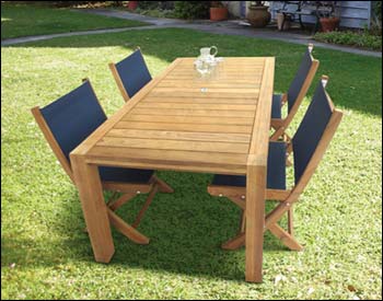 63" Teak Comfort Table w/ 6 Sailmate Chairs