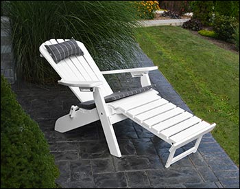 Poly Lumber Folding & Reclining Adirondack Chair w/ Pullout Ottoman