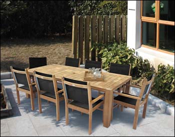 96" Teak Comfort Table and Captiva Chair Set