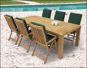 96" Teak Comfort Table and Estate Chair Set