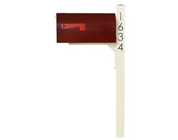 Aluminum Ridley Curbside Mailbox w/ Ivory Post