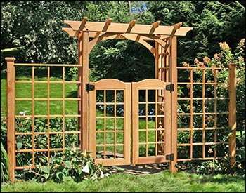 Red Cedar Canterbury Arbor w/Gate & 2 Wings