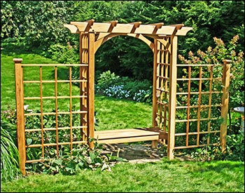 Red Cedar Canterbury Arbor w/Bench & 2 Wings