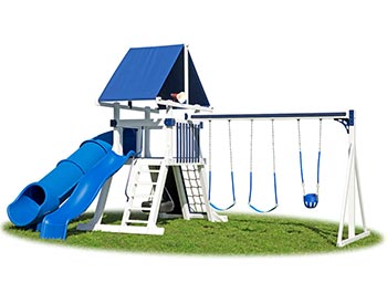 Victory Vinyl Swing & Slide Playset w/ Rock Wall