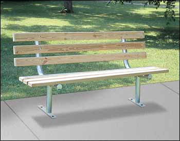 Surface Mount Park Bench with Back