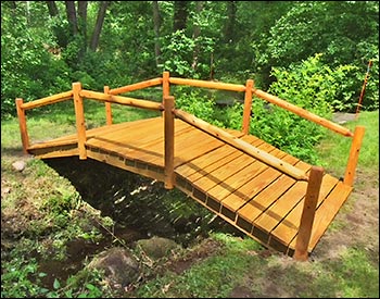 Treated Pine Log Rail Bridge w/White Cedar Posts & Railing