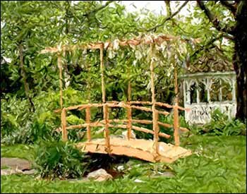 Monets Red Cedar Bridge w/ Flat Wisteria Canopy