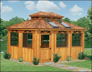 Red Cedar Double Roof Rectangle Cabanas