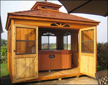 Red Cedar Double Roof Rectangle Cabanas