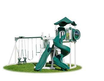 Mammoth Vinyl Swing & Slide Playset w/ Rock Wall