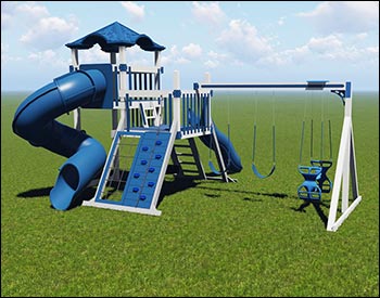 Storm Vinyl Swing & Slide Playset w/ Rock Wall