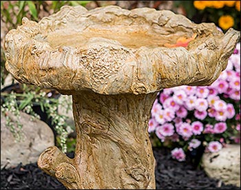 Concrete Log Birdbath