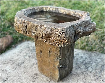 Concrete Distressed Wood Bird Bath