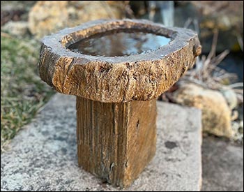 Concrete Distressed Wood Bird Bath