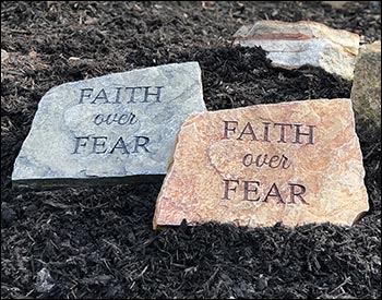 Concrete "Faith over Fear" Religious Stone