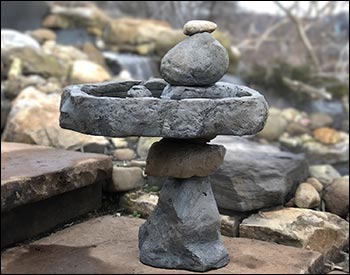 Concrete Natural Stacked Rock Bird Bath