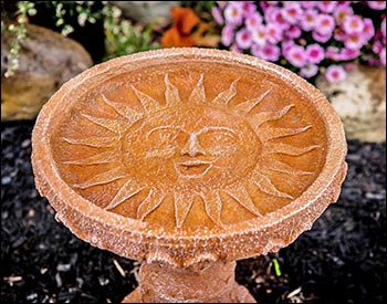 Concrete Sunrise Birdbath