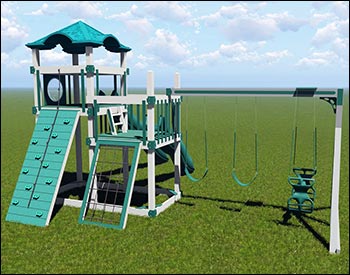 Fortress Vinyl Swing & Slide Playset w/ Rock Wall