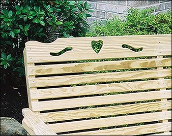 Treated Pine Crossback w/ Heart Garden Bench