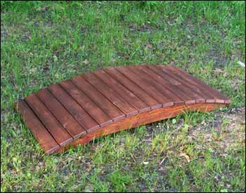 White Cedar Stained Arched Plank Bridge