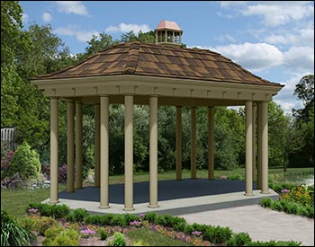 Vinyl Belle Roof Elongated Hexagon Gazebos