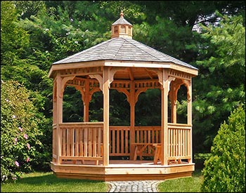 Red Cedar Single Roof Octagon Gazebos